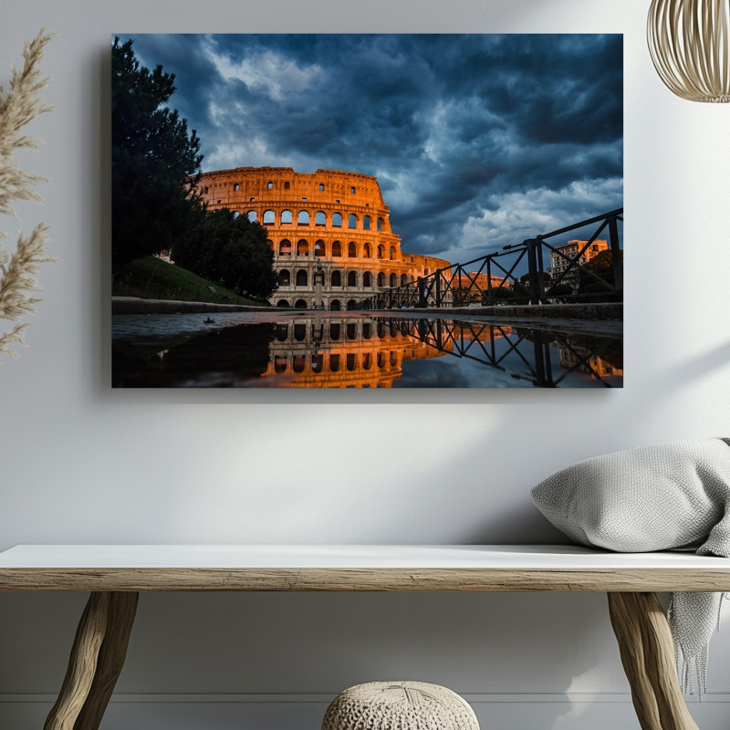 Toile une vue dramatique du Colisée à Rome capturée dans un art mural, H 20 po x l 30 po
