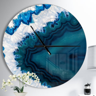Blue Brazilian Geode - Modern Wall Clock