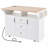55.7'' Large Kitchen Island with 2 Drop Leaf,, Rolling Kitchen Cart on 5 Wheels with Power Outlet, Folding Storage Dining Table with Spice & Towel Rack , 3 Drawers, for Kitchen, Dining Room,White-3055205