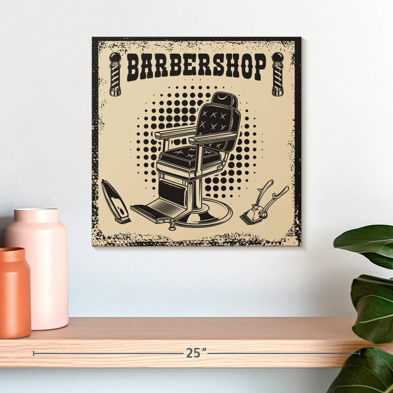 Enseigne murale rétro Khylige Barbershop, H 16 po x l 16 po