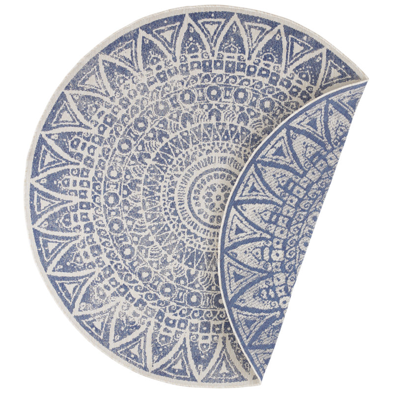 Lilja Flatweave Blue Rug, Round 200cm