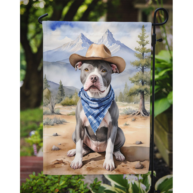 Drapeau Cowboy Welcome Garden, Bull-terrier noir