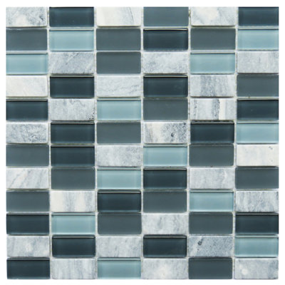 Carreau de mosaïque en marbre / verre 1 po x 2 po Catania