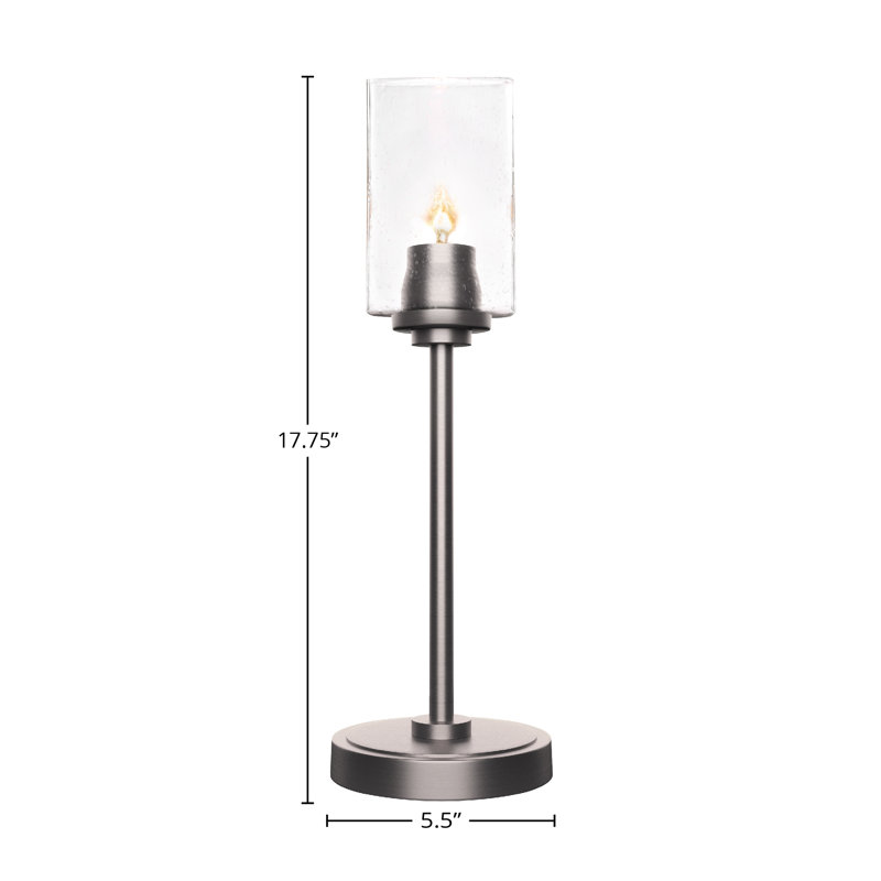 Aneka Accent Lamp Shown With 4" Square Clear Bubble Glass, Graphite