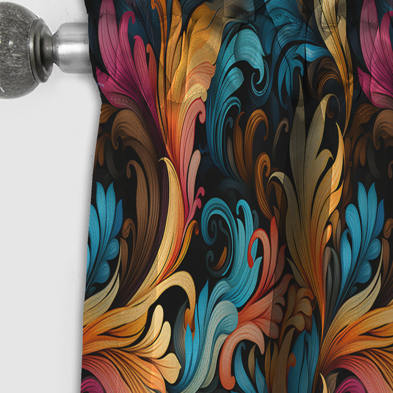 Motif cachemire rétro I - motif floral - rideau occultant - 1 panneau, L 52 po x L 120 po