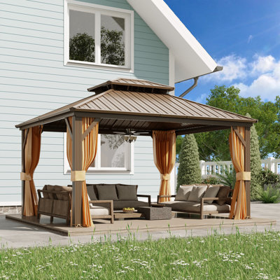 14 ft. L 12 ft. D Aluminum garden pavilion
