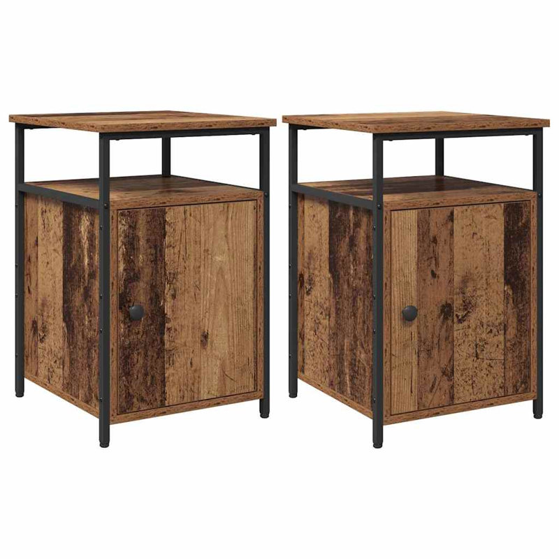 Bedside Cabinet 2 Pcs Engineered Wood, Black Oak