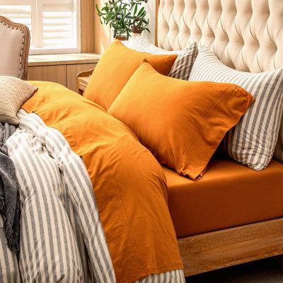 SuperSoft Cotton Comfort 4pc Bed Sheet Set - Breathable Jersey Knit - Deep Pocket - Queen Size - Solid - Comfy & Cozy - Fits Up to 20" Mattress