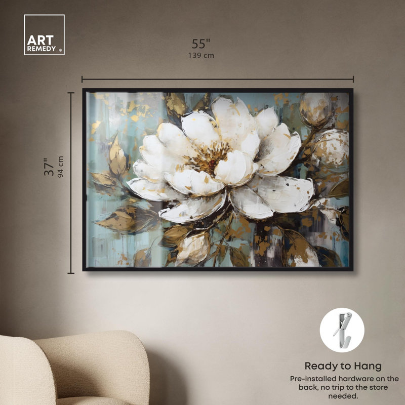«Glam Flower», art floral rose par Shadowbox, H 37 po x l 55 po, Noir
