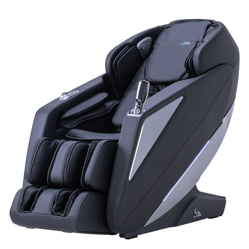 Fauteuil de massage inclinable chauffant en similicuir, Similicuir noir