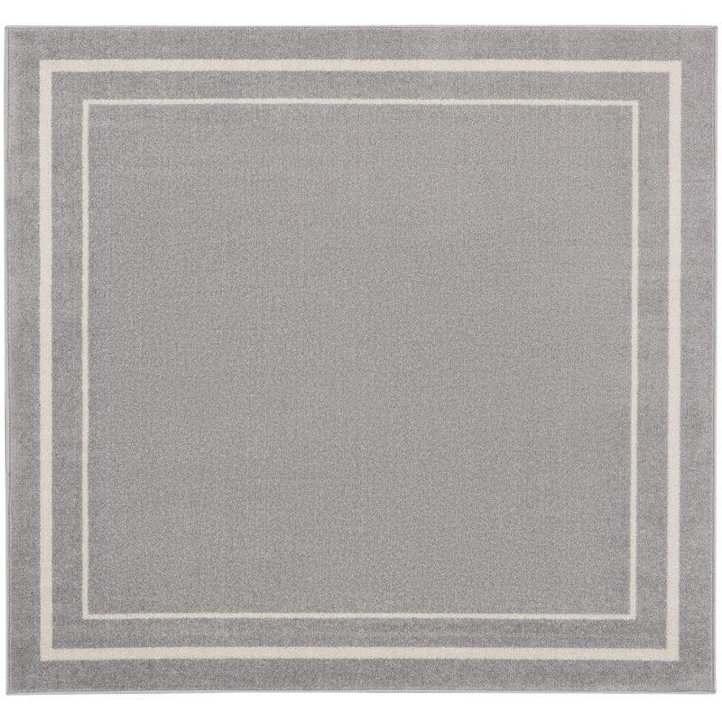 Nourison Essentials Grey Ivory Indoor/Outdoor Area Rug, Square 5'