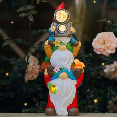 Statue de gnomes d'extérieur 12,2 pouces avec caméra