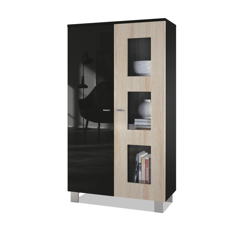 Display Cabinet, Without, Sawn oak/Black