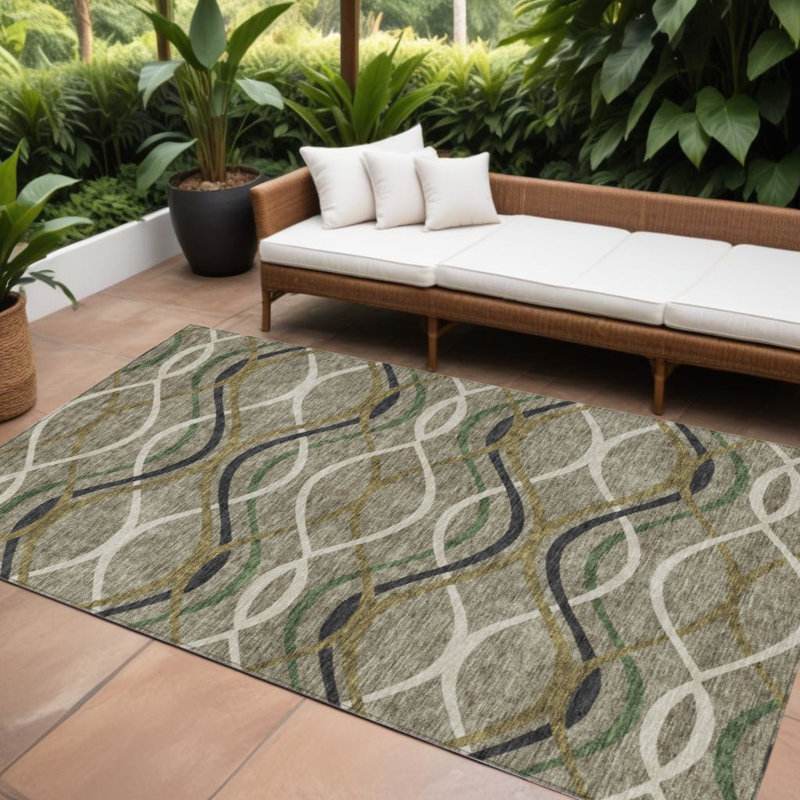 Tapis intérieur lavable abstrait 9 pi x 12 pi beige