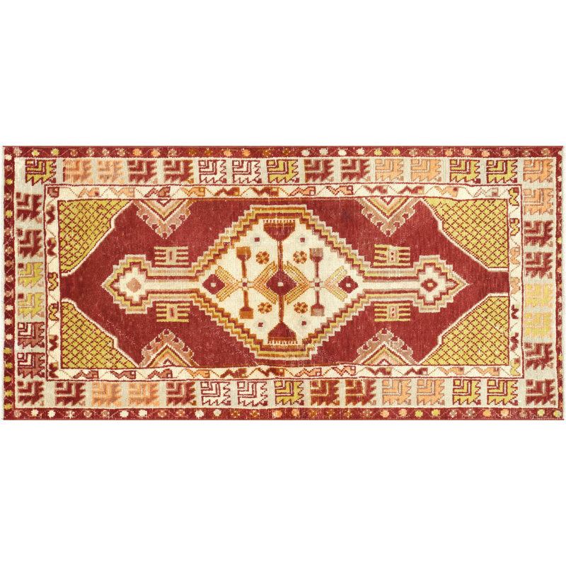 One-of-a-Kind 2'7" X 5'3" 1960s Runner Wool Area Rug in
