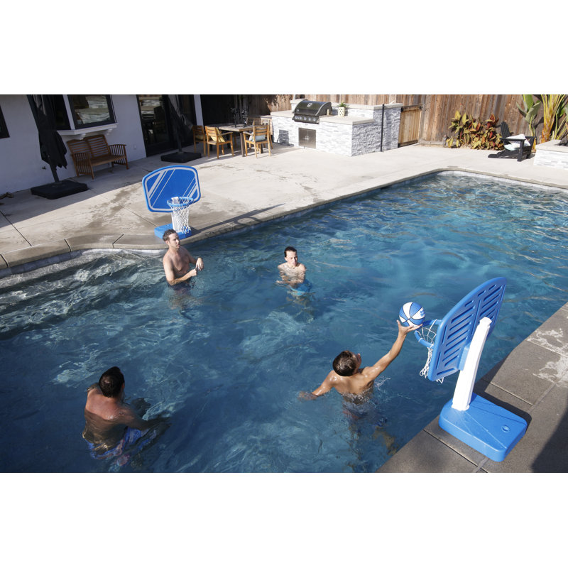 Blue and White 2-in-1 Pool Basketball and Volleyball Set
