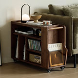 22.44" Vintage Dark Brown Walnut Mobile End Table