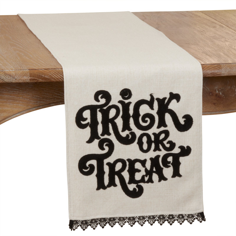 Natural Polyester Halloween Trick or Treat Table Runner