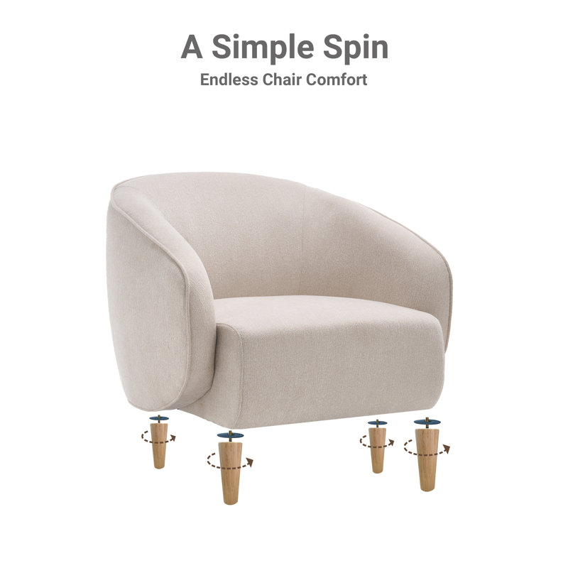 Modern Upholstered Barrel Accent Chair - Set Of 2, Pearl White