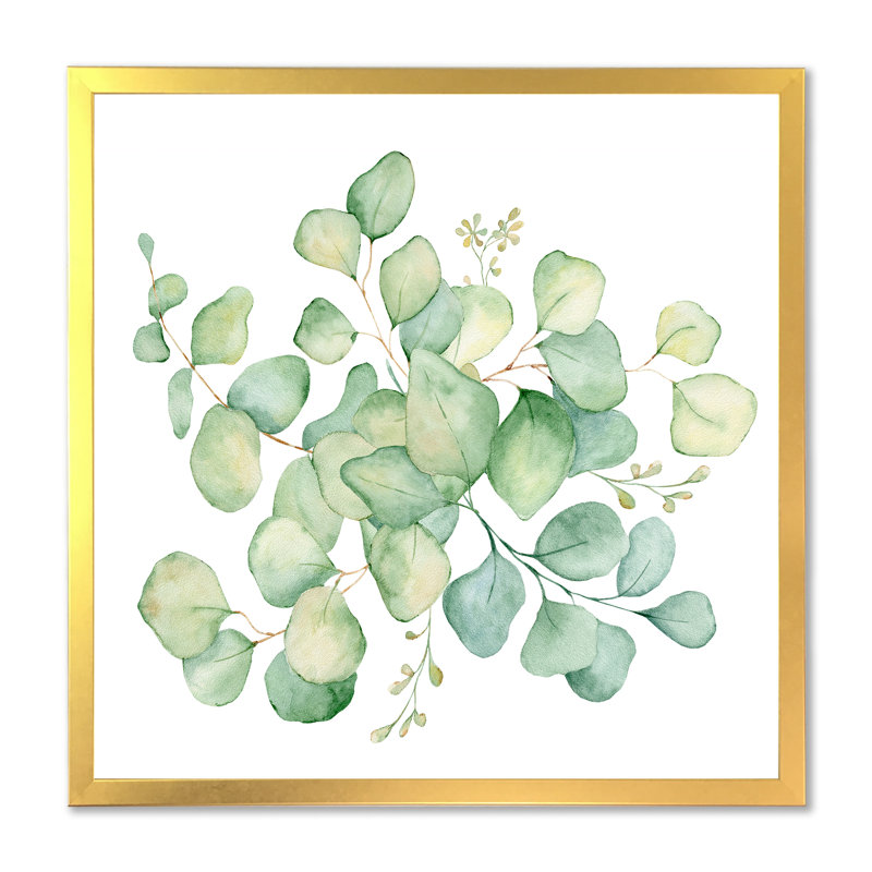 «Green Eucalyptus Bouquet On White», reproduction d'art sur toile traditionnelle, H 16 po x l 16 po x P 1 po