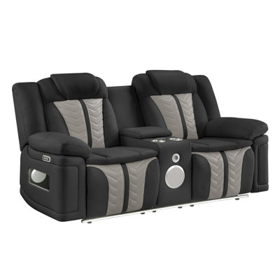 Apex Power Reclining Massage Theater Loveseat with Bluetooth Speakers, Power Headrests & LED Lighting