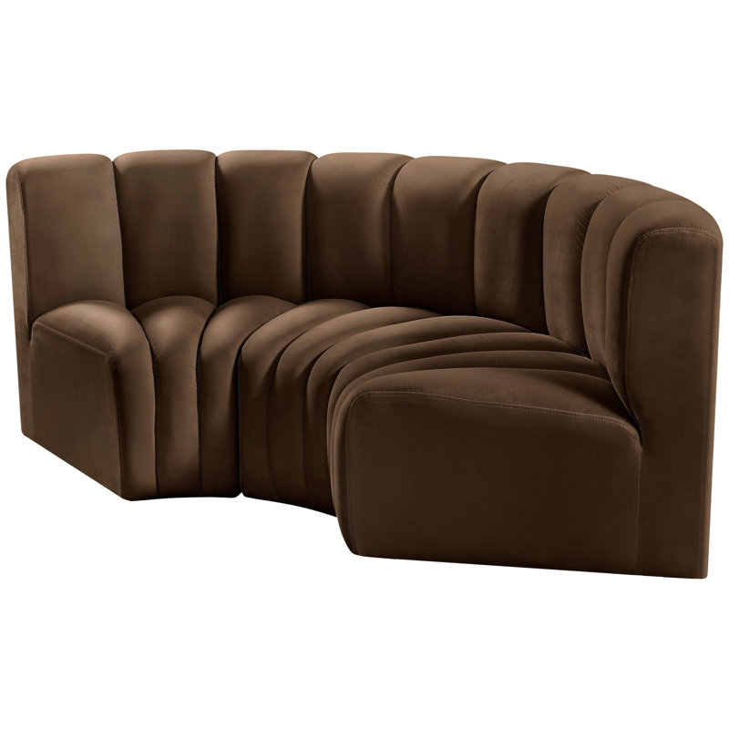 Hollybeth Upholstered Curved Sectional Reversible, Brown Velvet