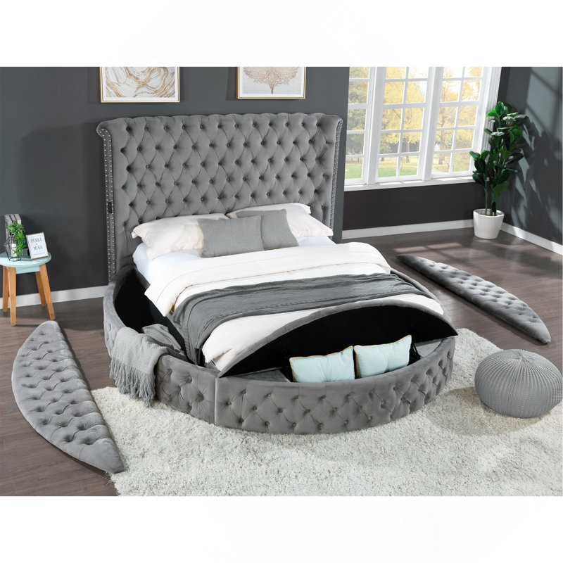 Tête de lit tapissier capitonnée avec pieds en métal durables, hauteur réglable, garniture cloutée et conception capitonnée moderne