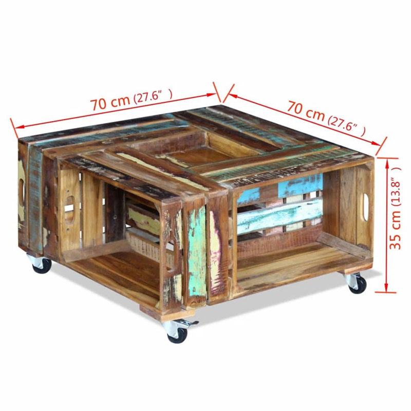 Solid Wood Frame Single Coffee Table with Storage