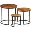 Ensemble de tables basses 3 pièces en bois d'acacia massif au fini sheesham