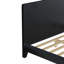 Structure de lit plateforme en noyer de style Mid-Century moderne avec tête de lit, bois massif, support de lattes de bois, aucun sommier requis, double, brun-2118897417-2118897415