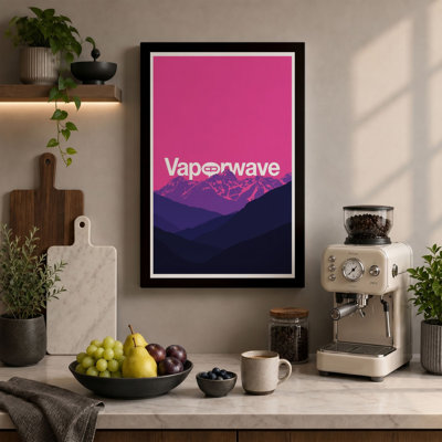 Vaporwave Mountains Retro - Wrapped Canvas