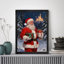 Black Framed Santa Claus Gift Christmas Wall Art Classic Oil Painting Festive Frame Print
