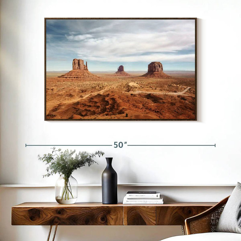 Arizona Monument Valley, Cadre flottant en noyer, 40 po x 27 po