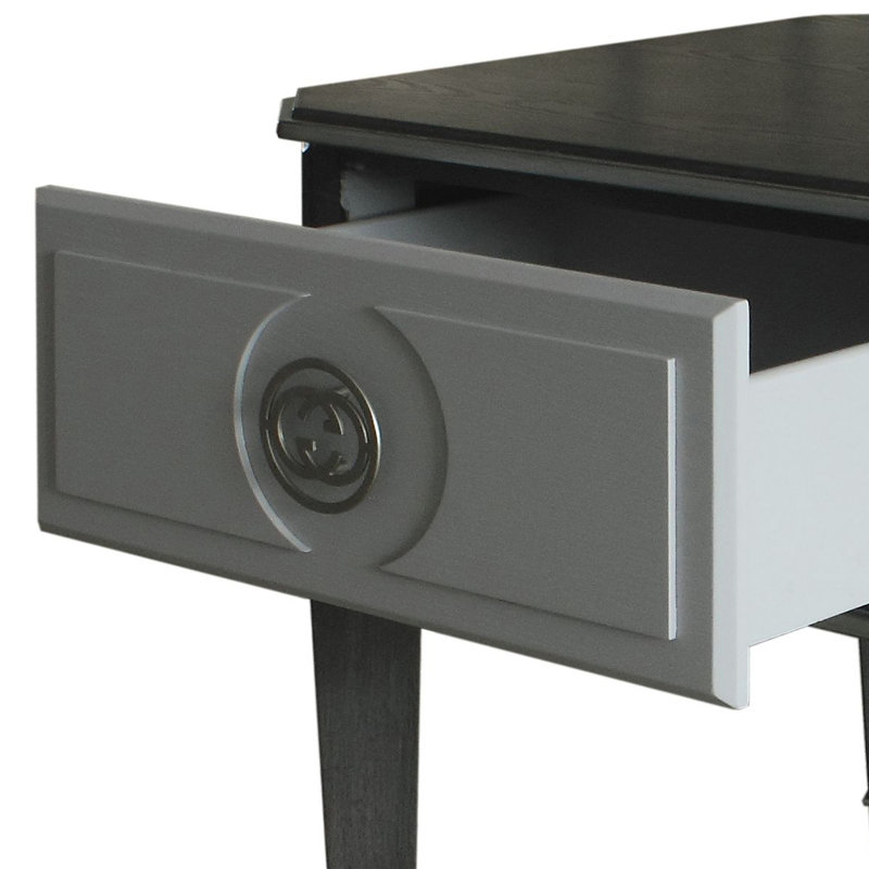 Table de bout à 1 tiroir Baretta en gris anthracite et gris