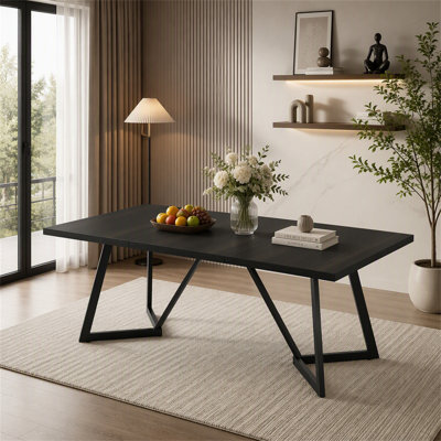 70.8" Dining Table, Modern Rectangular Kitchen Table for 6-8