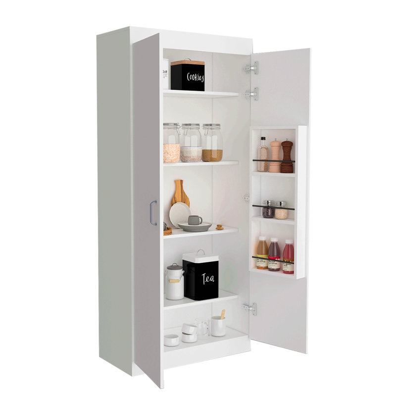 Garde-manger, double porte, cinq tablettes - blanc