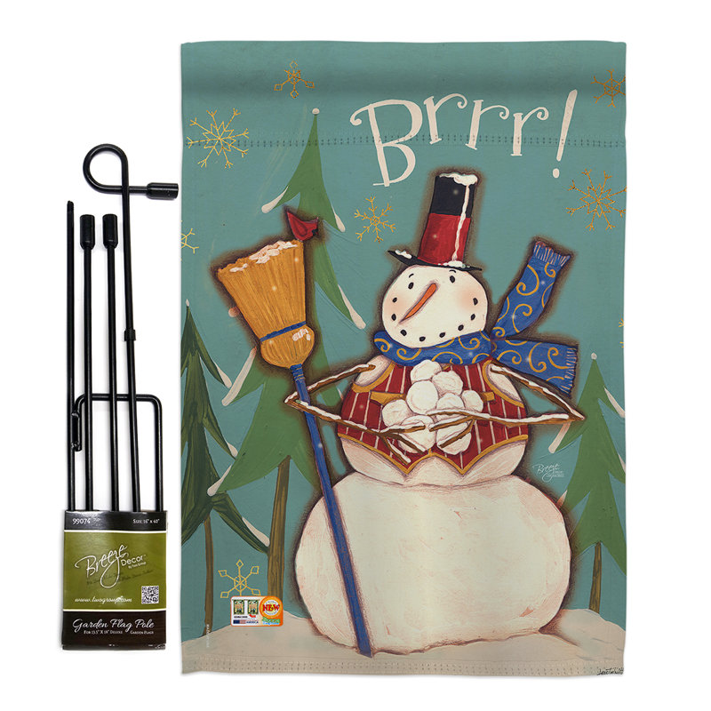 Hiver bonhomme de neige brrr ! wonderland impressions de polyester de 2 côtés 19 po x 13 po ensemble de drapeau