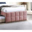 Contemporary Bed With Pink Upholstered Headboard And In Grid Pattern Trundle For Bedroom Interior Decor Arrangement Design