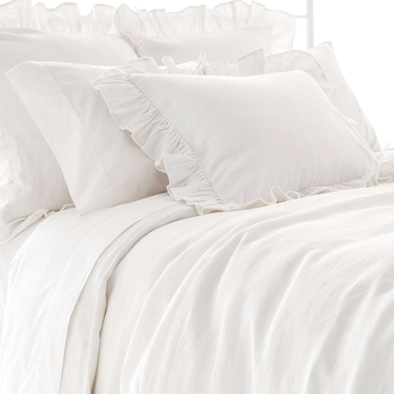 Stone Washed Linen Duvet Cover, White, King Duvet Cover