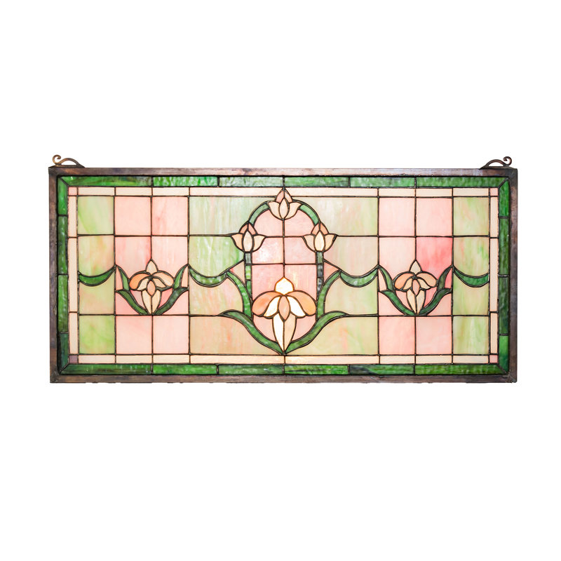 Victorian Tulips Transom Stained Glass Window