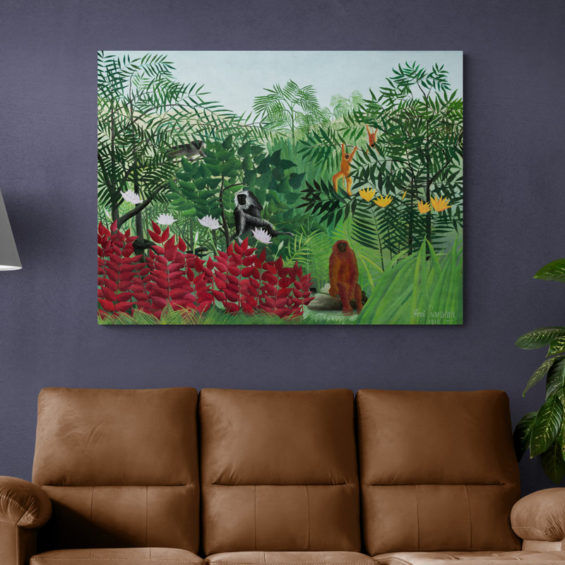 Tropical Forest With Monkeys by Henri Rousseau - Wrapped Canvas Print, 31cm H x 41cm W x 3.8cm D