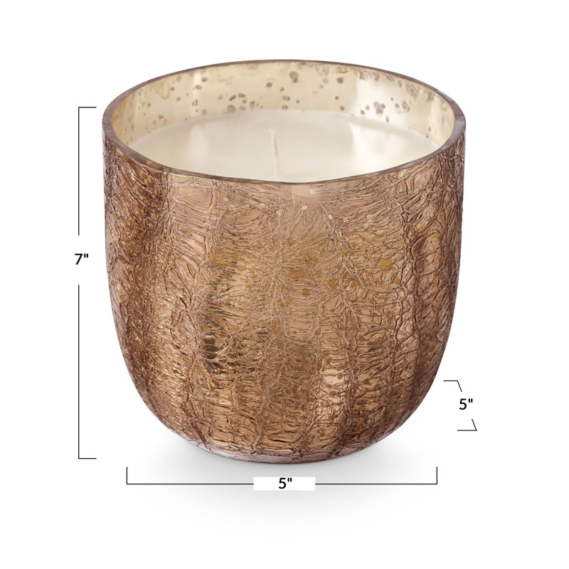 Large Boxed Crackle Glass Candle, Woodfire, Large Boxed Crackle Glass