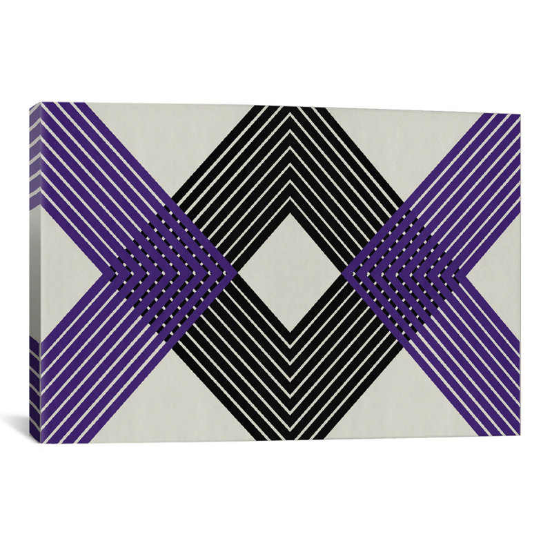 Albree moderne, losange entrecroisé, impression sur toile, H 16 po x l 24 po x P 1 po, Papier avec cadre noir, Blanc