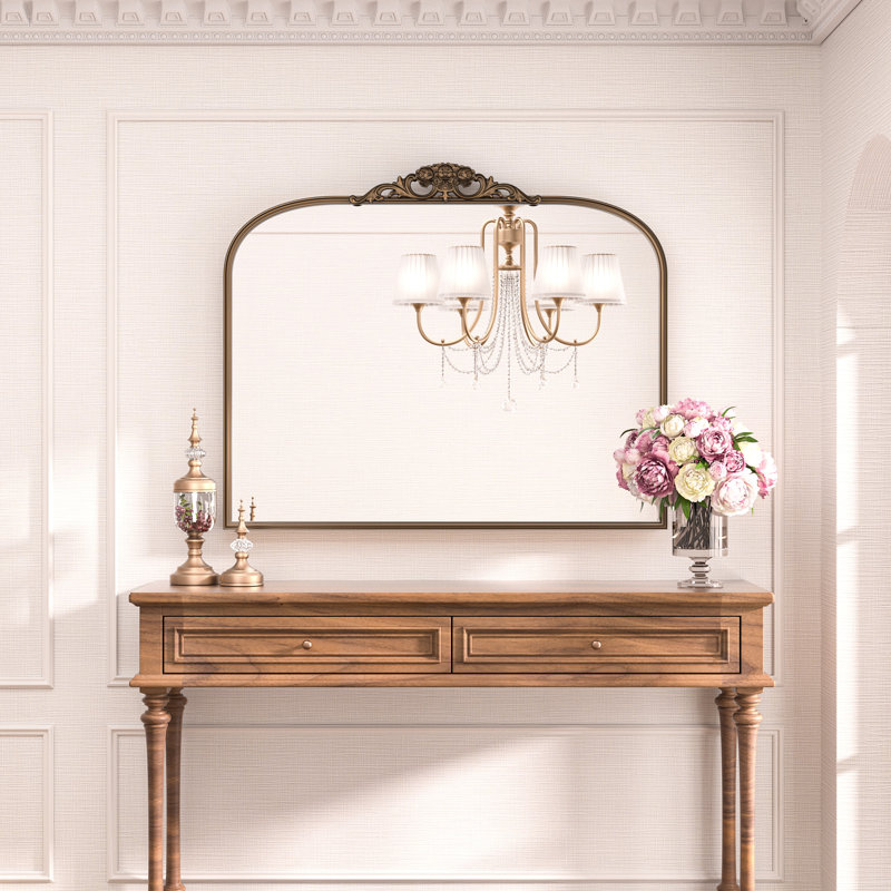 Iron Arch Mirror, Antique Gold, 76.2cm x 101.6cm, Horizontal
