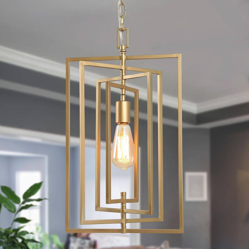 Conlyn 1 - Light Modern Lantern Rectangle Pendant For Dining Room, Doré