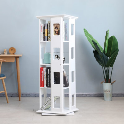 4 Tier 47.2"H Rotating Bookshelf, 360° Rotating Bookcase Tower Floor Storage Rack