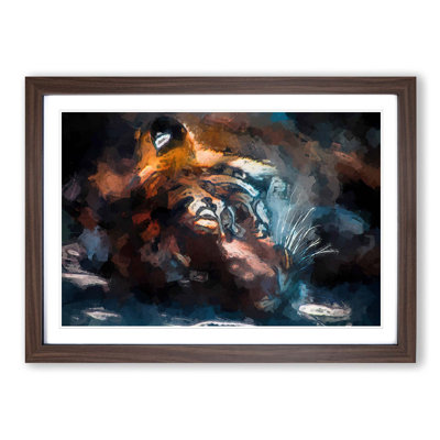 Tiger in the Shade in Abstract - Picture Frame Graphic Art Print