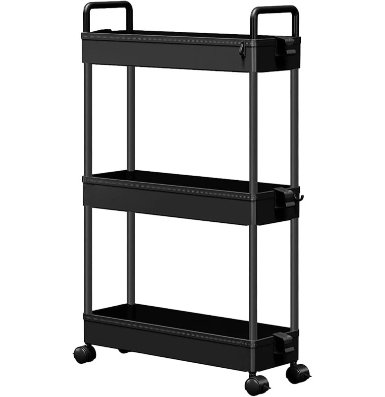 65cm H x 39cm W Utility Cart with Wheels, Black