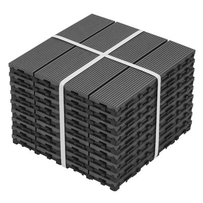 Carreaux de terrasse en bois et en plastique de 8,7 pi³ à bricolage, revêtement de sol extérieur emboîtable et imperméable pour patio