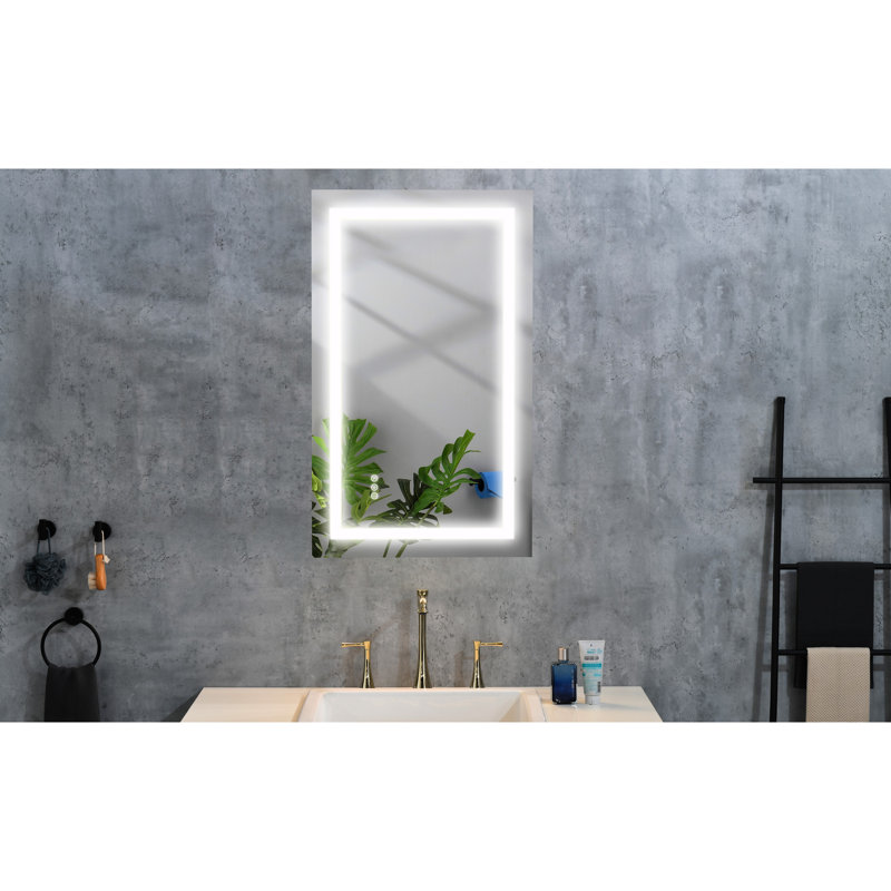 Miroir de salle de bain 40 po x 32 po à DEL pour salle de bain - Brouillard, à intensité variable, 3 couleurs, à mémoire de forme